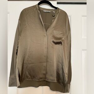 Vince Dark Green Silk Blouse